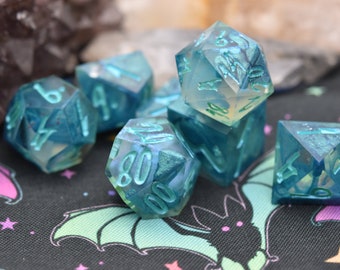 Handmade Resin Dice - Blue Opal