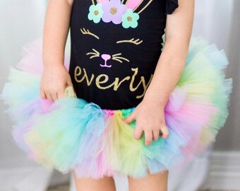 Easter  Spring Plus Size Optional Bow  Childrens Pastel Rainbow Tutu Adult Teens