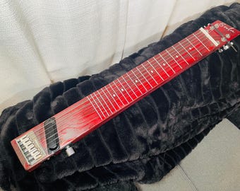 Guitare Lap Steel en bois de récupération, finition teintée rouge