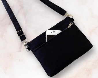 Small Crossbody Bag, Double Zipper Phone Pouch, Adjustable Strap, Everyday Purse, Lightweight, Travel Gift