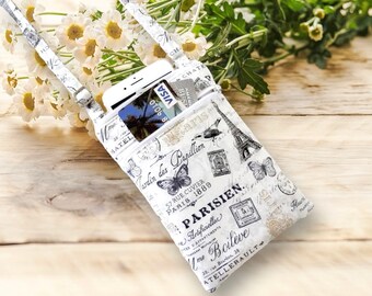 Mini bolso bandolera con estampado de París, con doble cremallera, correa ajustable y ligero.