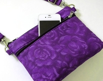 Bolso bandolera pequeño para teléfono móvil, bolso de algodón con cremallera para uso diario, correa ajustable, ligero, regalo de viaje