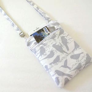 Mini Crossbody Bag, Cell Phone Bag, Zipper Bag, Lightweight Cross body Bag, Everyday Bag, Travel Bag, Shoulder Bag, Gift for Friend, Bird