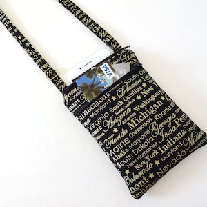 Mini Crossbody Bag, Cell Phone Cross body Bag, Zipper Bag, Lightweight Bag, Everyday Bag, Travel Bag, Shoulder Bag, Gift for Friend, Black