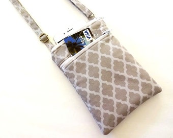 Mini bolso bandolera de algodón para teléfono, bolso de viaje con doble cremallera, correa ajustable, ligero, 50 opciones