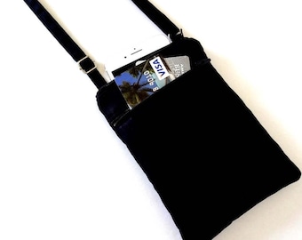 Cotton Mini Crossbody Bag, Double Zipper Bag, Travel Gift, Adjustable Strap, Everyday Purse, Lightweight