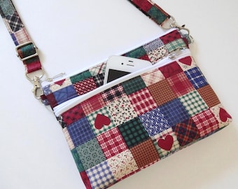 Bolso bandolera para móvil con diseño de patchwork, correa ajustable, bolso de diario, ligero, regalo de viaje