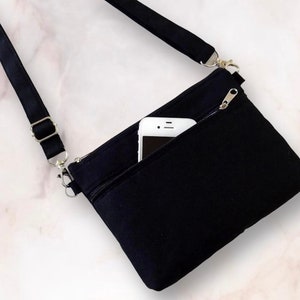 Kleine crossbodytas, mobiele telefoontas, lichtgewicht tas met ritssluiting, alledaagse tas, reistas, schoudertas, handig cadeau voor vriend, zwarte tas