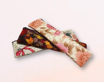 Floral Cotton Zipper Pouch, Slim Pencil Case, Cosmetic Bag