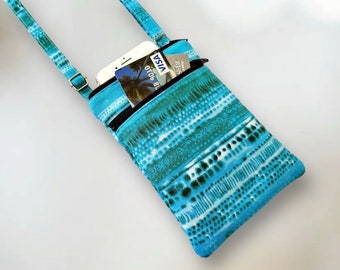 Mini bolso bandolera de algodón teñido anudado: bolso para celular con doble cremallera, selección de 50 x 2