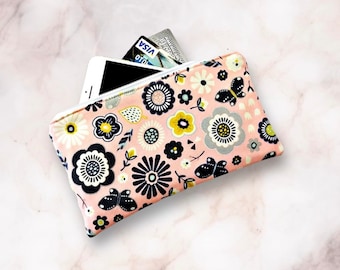 Floral Cotton Zipper Pouch: Cell Phone Bag, Eyeglasses Bag, 50 x 2 Selections