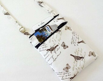 Mini Cotton Crossbody Bag, Double Zipper Bag, Adjustable Strap, Everyday Purse, Lightweight, Travel Gift