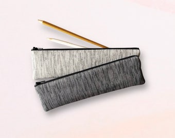 Slim Cotton Zipper Pouch, Pencil Case, Makeup Brush Holder
