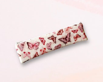 Estuche de algodón con cremallera y diseño de mariposa rosa: Estuche fino para brochas de maquillaje y lápices, 2 tamaños, selección de 50 unidades