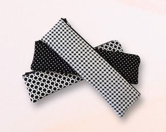 Estuche fino de algodón con cremallera: Estuche para brochas de maquillaje y lápices - Hecho a mano, 2 tamaños, 50 x 2 selecciones