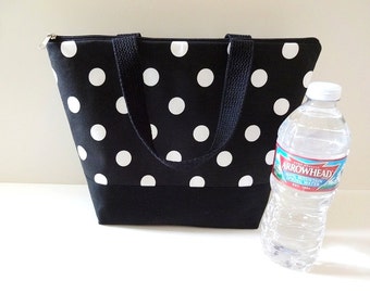 Insulated Lunch Bag, Lunch Tote, Lunch Box, Zipper Tote, Patchwork Bag - 21 Selections, Black, White, Check, Chevron, Dot, Damask, Plaid