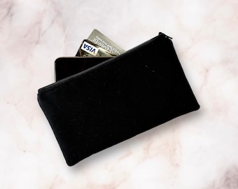 Cotton Zipper Pouch, iPhone Bag, Eyeglasses Case, Black Pouch
