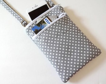 Mini bolso bandolera de algodón para teléfono móvil, con doble cremallera, correa ajustable, ligero.