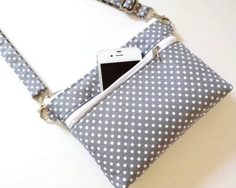 Bolso bandolera pequeño de algodón, con cremallera, correa ajustable, bolso de diario, ligero
