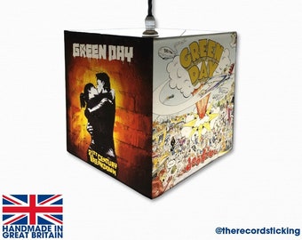 Handmade Greenday Lamp or Ceiling Shade - 20x20cm - artwork, Canvas, american idiot