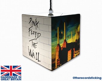 Handmade Pink Floyd Lamp or Ceiling Shade - 20x20cm - artwork, Canvas