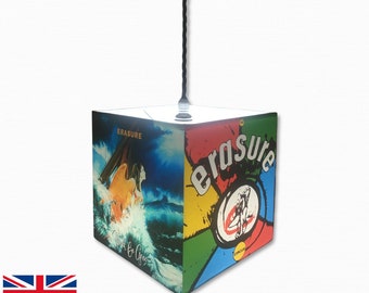 Handmade Erasure Lamp or Ceiling Shade - 20x20cm - artwork, Canvas