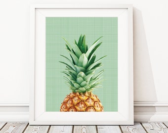 Pineapple Print, Tropical Print Art, Pineapple Wall Print, Wall Decor, Pineapple Wall Art, Pineapple Poster, Pineapple Decor. (S-459)