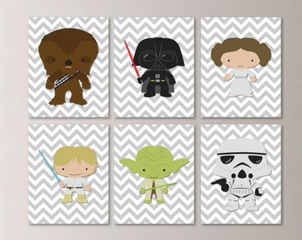 Star Wars Prints Set of 6. Star Wars Nursery. Star Wars Wall Art. Baby Boy Nursery Wall Decor. Star Wars Nursery Prints. Star Wars Bedroom.