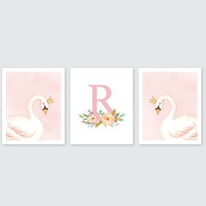 Set of 3 Swan Nursery Decor. Swan Nursery Art. Girl Nursery Prints. Swan Art. Swan Nursery Prints. Girl Nursery Art. Girl Bedroom Wall Decor