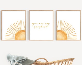 Boho Nursery Wall Art, Your Are My Sunshine Nursery, Gender Neutral Nursery Decor, Boho Nursery Decor, Baby Room Decor, Sunshine Prints