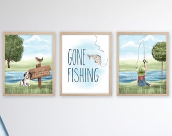 Fishing Nursery Decor. Fishing Nursery Art. Boy Nursery Decor. Nautical Nursery Art. Nautical Nursery Decor. Boy Fishing Room. Fish Art.