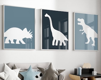 Dinosaur Nursery Decor, T-Rex, Triceratops, Brachiosaurus Prints