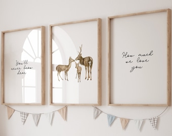 Deer Family Nursery Prints, Gender Neutral Woodland Decor