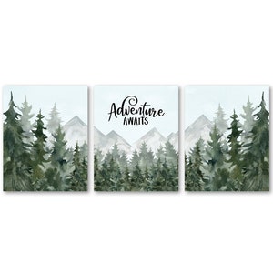 Woodland Nursery Decor, forest wall art, tree nursery decor, adventure theme nursery, woodland nursery art, woodland nursery prints, forest