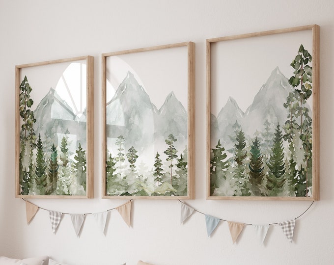 Mountain Nursery Decor, Forest Wall Art, Nursery Wall Art, Forest Nursery Decor, Adventure