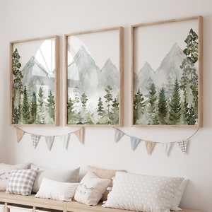 Mountain Nursery Decor, Forest Wall Art, Nursery Wall art, Forest nursery decor, Adventure nursery, Forest Print, Mountain Wood Wall Art