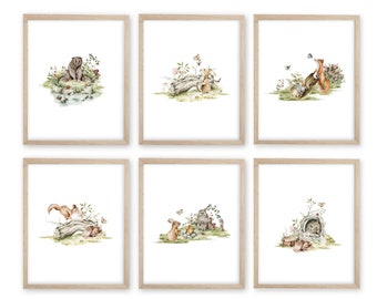 Watercolor Woodland Nursery Decor. Woodland Animals. Woodland Animal Prints. Gender Neutral Nursery. Girl Nursery Print. Boy Nursery. Forest