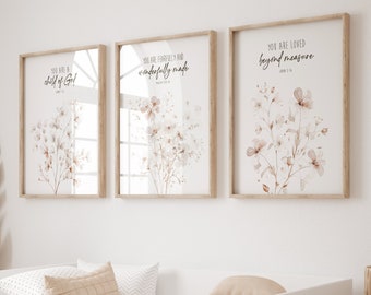 Boho Wildflower Nursery Print, Christian Bible Verse Decor
