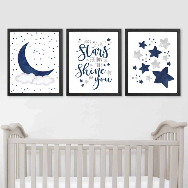 Moon and Stars Print - Etsy