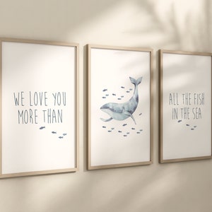 Nautical nursery print set, ocean nursery decor, under the sea nursery, gender neutral nursery, ocean, nautical, Under the sea wall art