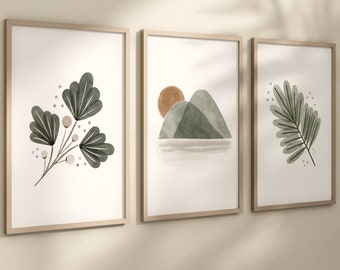 Sage Green Nursery Decor, Boho Nursery, Gender Neutral Nursery, Leaves Prints, Boho Prints, Home Decor, Sage Nursery, Minimal Nursery Decor