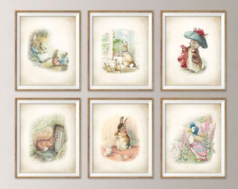 Beatrix Potter Nursery Art Prints. Beatrix Potter Character Illustration. Peter Rabbit Nursery Art. Beatrix Potter Art. Beatrix Potter Decor