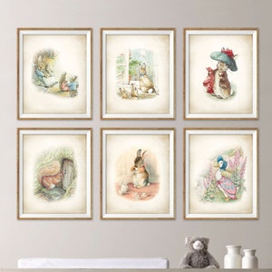 Beatrix Potter Nursery Art Prints. Beatrix Potter Character Illustration. Peter Rabbit Nursery Art. Beatrix Potter Art. Beatrix Potter Decor