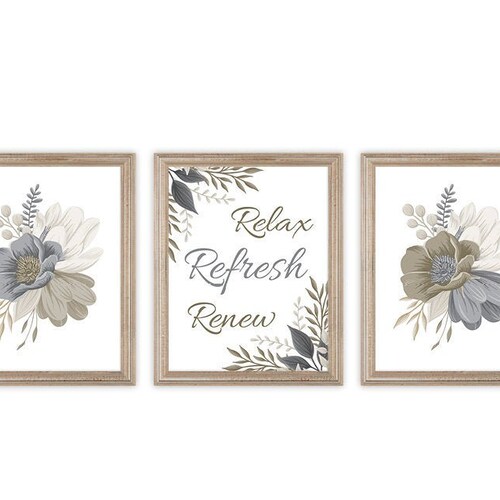 Bathroom Wall Art. Relax Refresh Renew. Bathroom Art. Bathroom Etsy