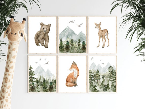 Woodland Animal Nursery Wall Art, Mountain Nursery Art, Adventure Nursery, Forest Animals, Woodland Nursery Decor, Woodland Animal Prints
