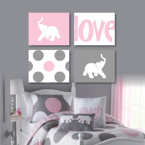 Girl Bedroom Art. Baby Girl Nursery Art. Elephant Nursery Art. Girl Bedroom Decor. Elephant Nursery Decor. Wall Art. Canvas. NS-412
