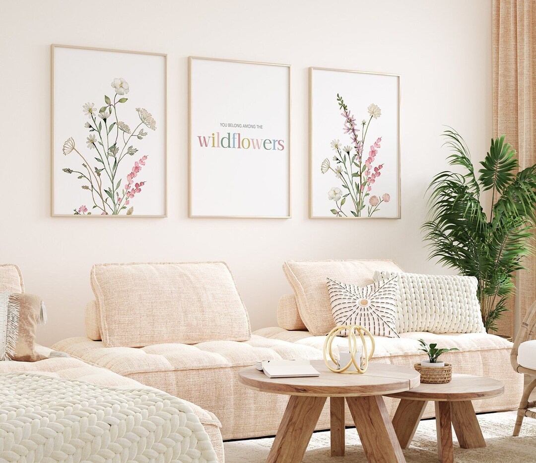 Wildflower Nursery Decor, Boho Botanical Watercolor Prints - Etsy