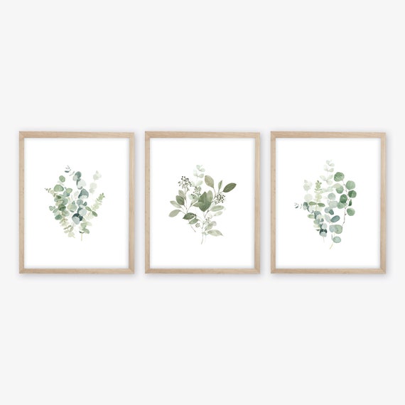 Watercolor Eucalyptus Print Set. Prints Set. Wall Art Set. Botanical Prints. Botanical Art. Farmhouse Decor. Bathroom Decor Prints. Kitchen