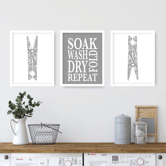 Laundry Room Art - Laundry Room Prints - Laundry Room Decor - Laundry Room Wall Art - Laundry Room Prints - Wash Dry Fold - NS-777