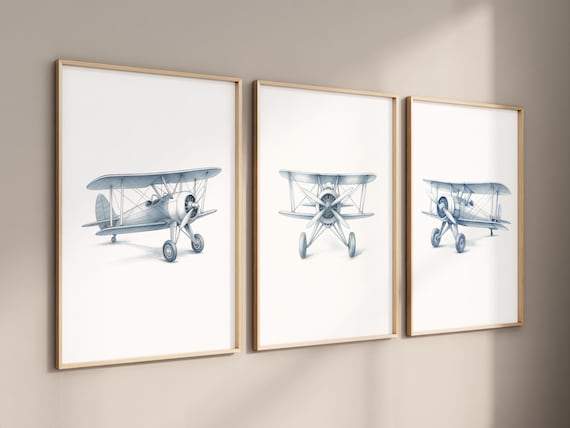 Airplane Prints for Nursery, Boy Bedroom Wall Art, Airplane Nursery Wall Art, Boy Nursery Decor, Baby boy Nursery Art Prints, Transporation
